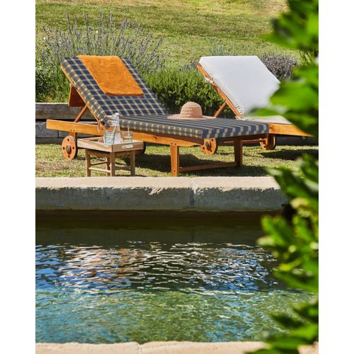 Coussin De Bain De Soleil À Carreaux Bleu/Beige