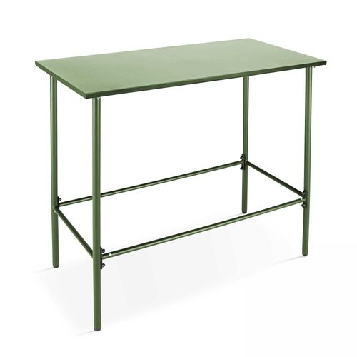 Ensemble Table Haute Et 4 Chaises De Bar En Métal Vert Cactus