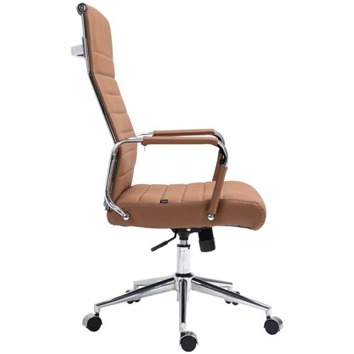 Chaise De Bureau Pivotant En Cuir Et Croûte De Cuir Marron Clair