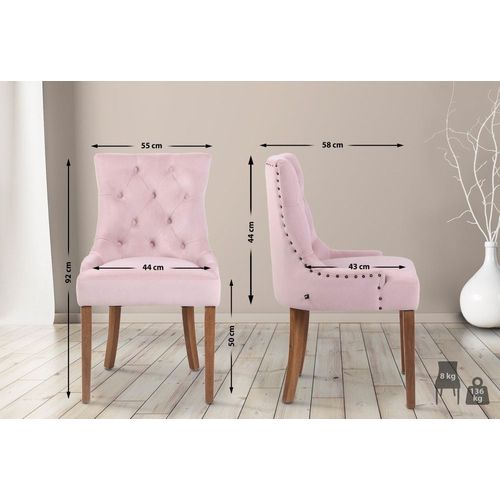 Chaise De Salle À Manger Matelassée En Velours Rose