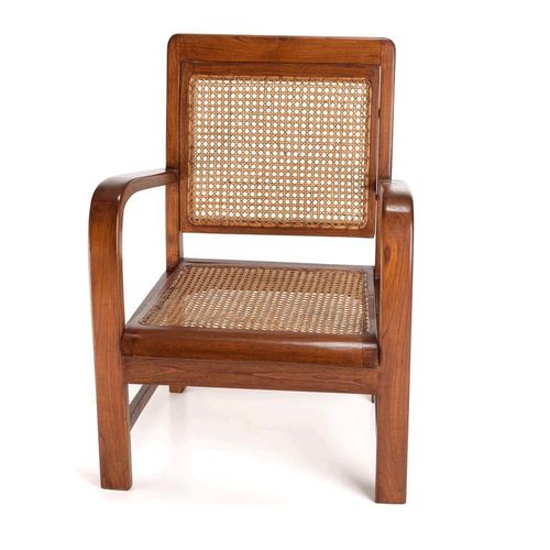 Fauteuil En Mindi Et Cannage Bois Foncé
