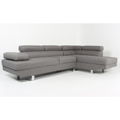 Canapé D'angle Avec Têtières Relevables Tissu Gris