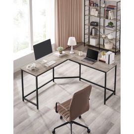 Bureau D'angle En L Effet Bois Noir