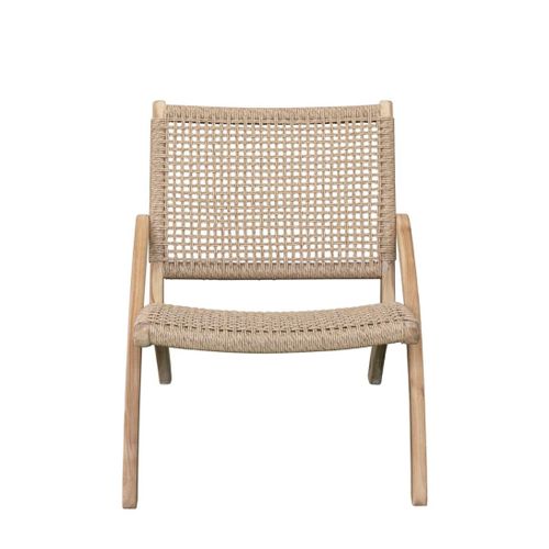 Fauteuil Bas En Bois Beige Et Corde Bicolore