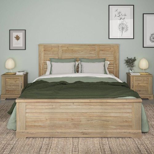 Lit 160cm X 200cm Thelma Châtaignier Cérusé Esprit King Size