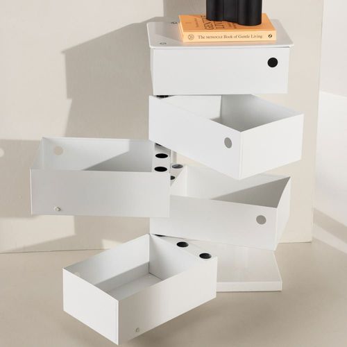 Petit Meuble De Rangement 5 Tiroirs En Métal H72cm - Beige