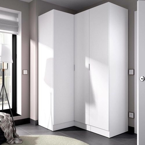 Armoire 3 Portes Effet Bois Blanc 195x91 Cm