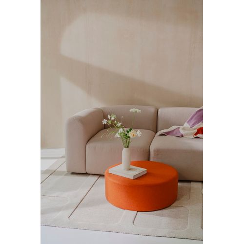 Tabouret Rond En Laine, Large, Terracotta
