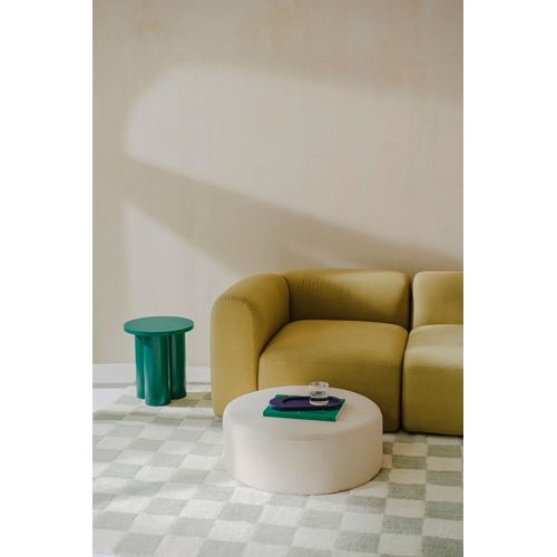 Tabouret Rond En Fibre Synthétique, Large, Beige