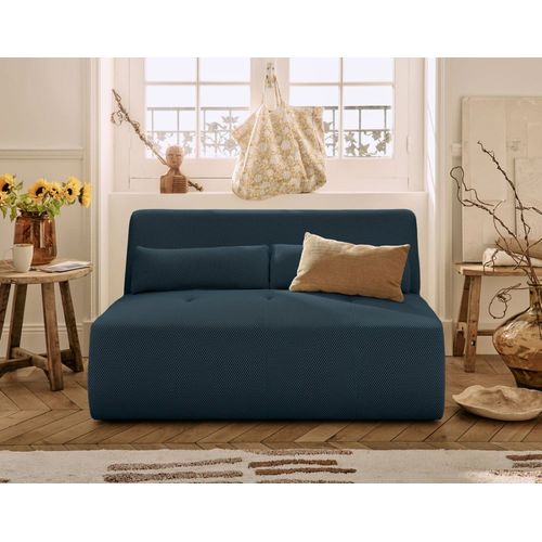 Canapé Droit 2 Places En Tissu Mailles 3d Bleu Canard