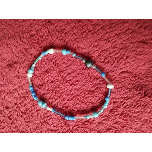 Bracelet Élastique Perles Fantaisies Bleues