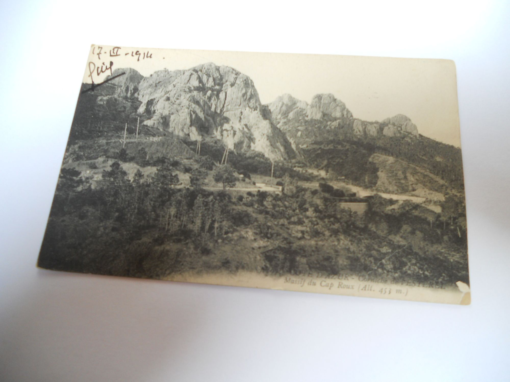 06 Alpes Maritimes Carte Ancienne En Noir Et Blanc De 1914 Corniche De L'esterel Massif Du Cap Roux