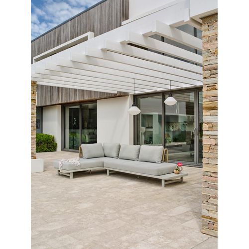 Salon De Jardin D'angle 6 Places En Corde Tissée Et Aluminium