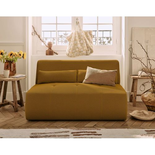 Canapé Droit 2 Places En Tissu Mailles 3d Jaune