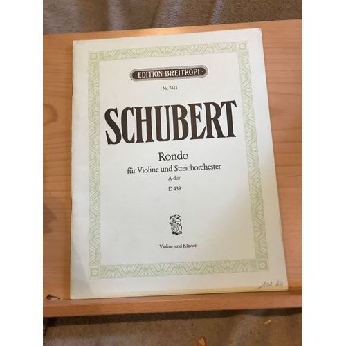 Schubert Rondo Pour Violon Et Piano D. 438 Partition Éditions Breitkopf N°7443