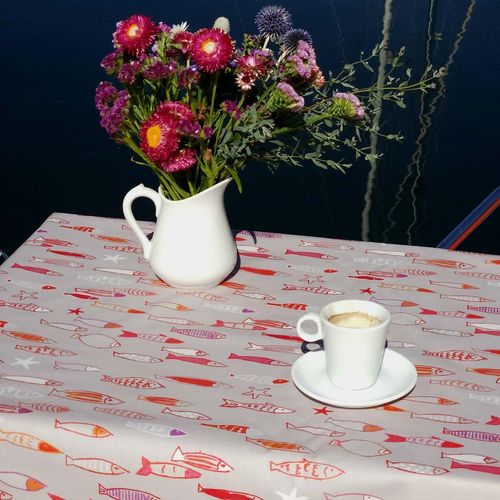 Nappe En Coton Enduit Orange Rectangle 160 X 200 Cm