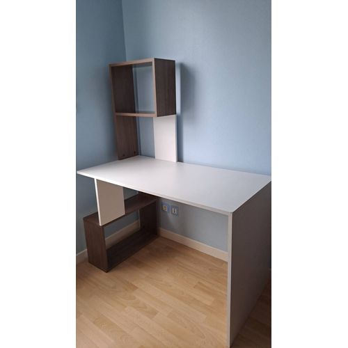 Bureau Bicolore Avec Étagère Haute