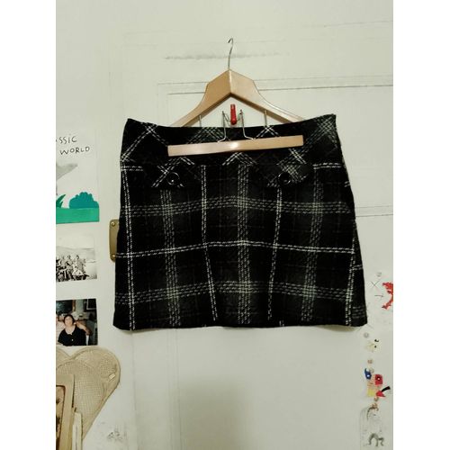 Jupe À Carreaux Noirs/Blancs 42 Xl Camaïeu.