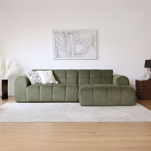 Canapé D'angle 3 Places Nuage En Velours Vert Salford