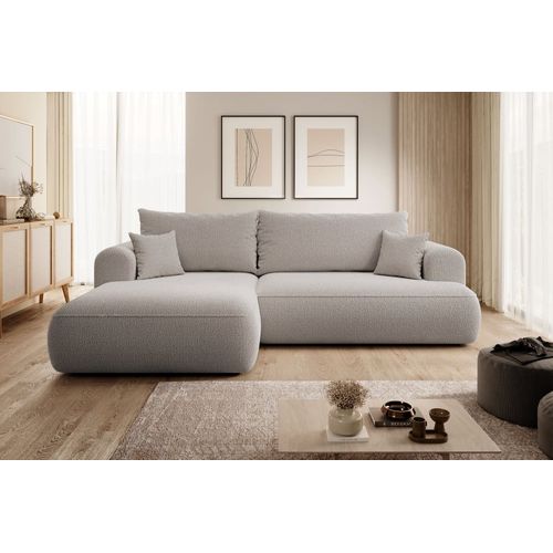 Canapé D'angle 3 Places En Bouclette Beige Foncé
