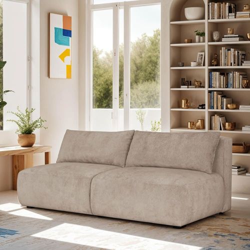 Canapé Convertible 3 Places En Tissu Chenille Taupe