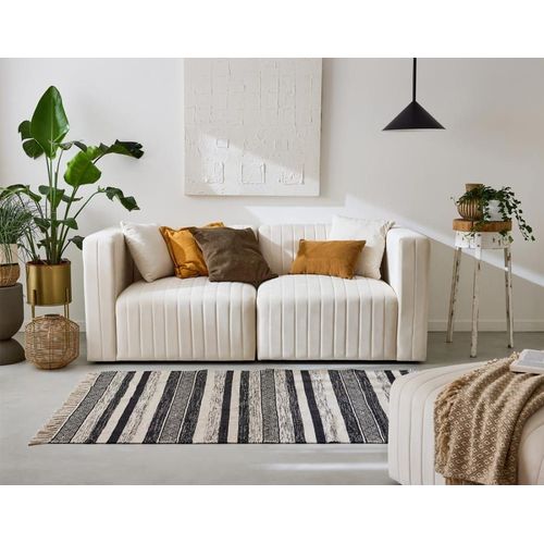 Canapé Modulable 2 Places En Velours Beige