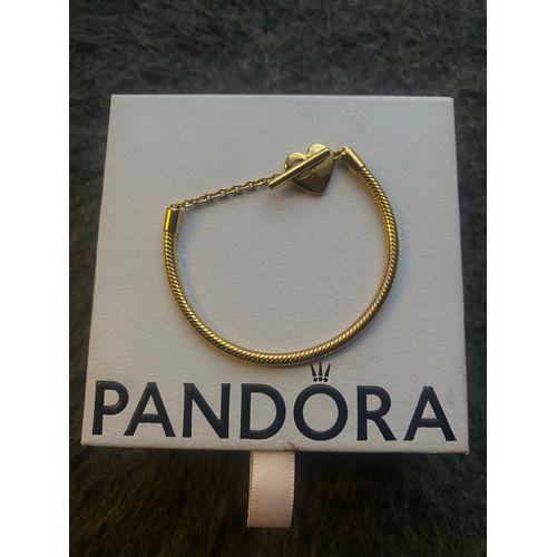 Bracelet Pandora Maille Serpent Barre En T C?Ur Pandora Moments