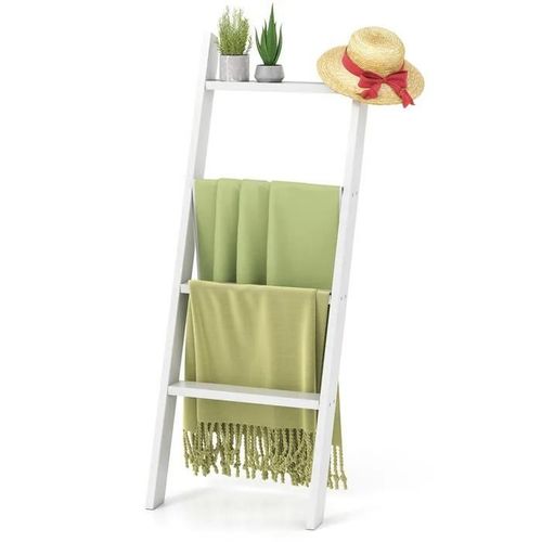 Costway Étagère Échelle À 4 Niveaux, Échelle À Couvertures, Vêtements, Journaux, Pour Salle De Bain, Salon, Chambre Blanc