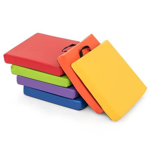 Costway Lot De 6 Coussins De Chaise Carré Pour Enfant Avec Poignées Portable, Fermeture Éclair & Housse En Cuir 40 X 40 X 6 Cm