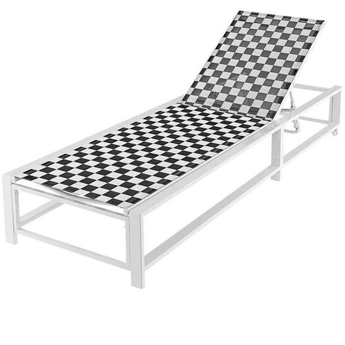 Costway Chaise Longue Jardin Avec 2 Roues, Tissu Respirant, Cadre En Métal, 6 Niveaux, Pour Piscine Jardin Terrasse 180 Kg