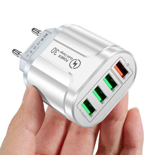 3.1a 4 Chargeur Usb Prise Ue Us Charge Rapide Universelle Mur 4 Ports De Charge Pour Iphone Samsung Huawei Chargeurs De Téléphone Portable - Type Eu White
