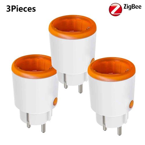 Tuya Zigbee 3.0 prise intelligente 16A prise ue moniteur d'énergie prise de verrouillage enfant télécommande fonctionne avec Alexa Google Home Homekit - Type 3 Pieces-Ue Plug