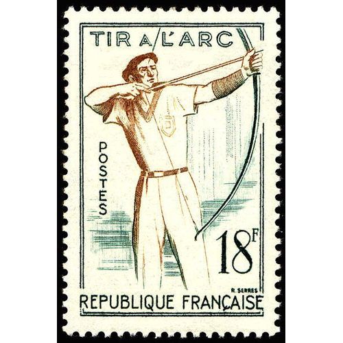 France 1958, Très Beau Timbre Neuf** Luxe Yvert 1163, Sports Traditionnels, Le Tir À L'arc.