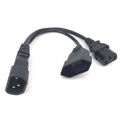 IEC320 3 broches C14 à mâle C13 + 2 trous ue 4.0mm prise femelle cordon d'alimentation ca 0.3m Type Y séparateur cordon d'alimentation IEC320 3 broches C14 à Ma #A