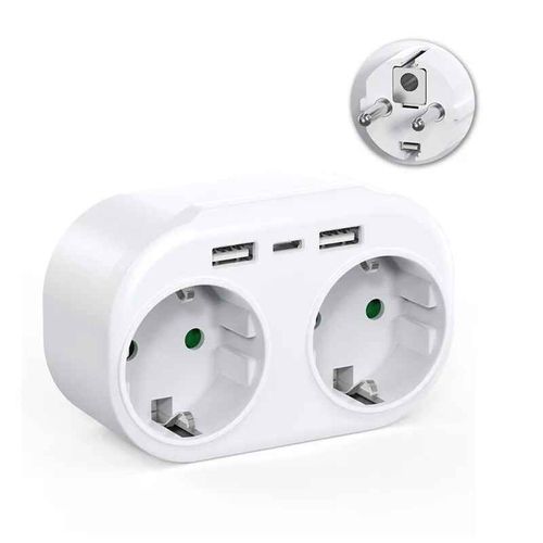 Prise murale Standard ue avec 3 prises ca,3 ports USB,1 TypeC et interrupteur marche/arrêt,adaptateur de prise de multiprise,convertisseur CE FCC - Type white-3pcs #C