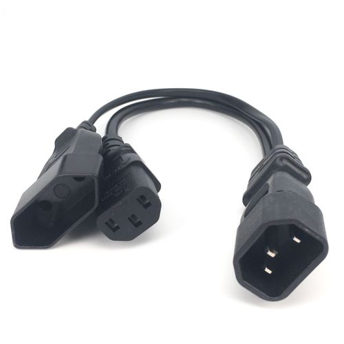 IEC320 3 broches C14 à mâle C13 + 2 trous ue 4.0mm prise femelle cordon d'alimentation ca 0.3m Type Y séparateur cordon d'alimentation IEC320 3 broches C14 à Ma #B