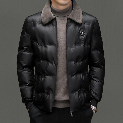 Parka En Coton Coupe-Vent Pour Homme Avec Col En Laine Sans Chapeau,Manteau Monochrome,Veste Chaude,Document D'hiver,Haute Qualité