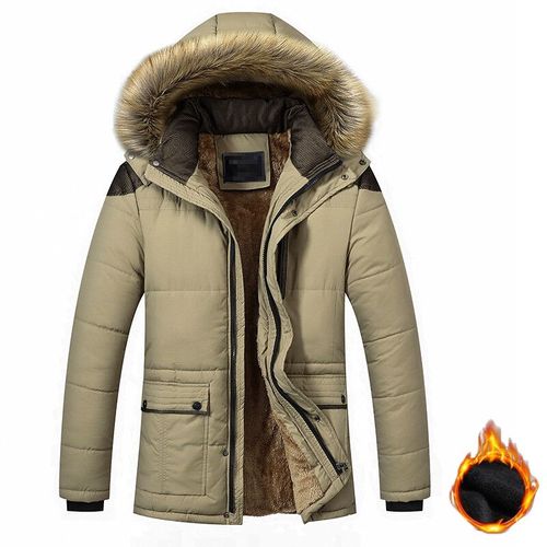 Veste À Capuche Amovible En Coton Épais Imperméable Pour Homme,Coupe-Vent Décontracté,Garde Au Chaud,Poignées,Extérieur,Hiver,