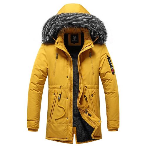 Veste Coupe-Vent En Coton Chaud Pour Hommes,Parkas Décontractées,Manteau Pour Hommes,Col En Fourrure,Vêtements D'extérieur Épais,Poignées,Chapeau Amovible,Hiver