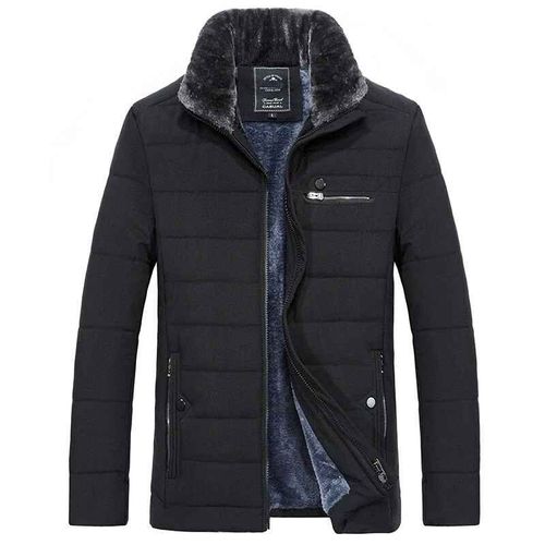 Veste Parka Chaude Avec Col En Fourrure Pour Homme,Coupe-Vent,Rembourré En Coton,Optique Anorak,Manteau Noir,Décontracté,Sourire,Automne,Hiver