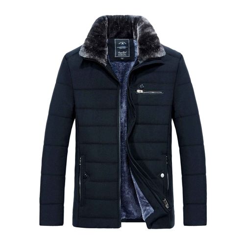 Veste Parka Chaude Avec Col En Fourrure Pour Homme,Coupe-Vent,Rembourré En Coton,Optique Anorak,Manteau Noir,Décontracté,Sourire,Automne,Hiver