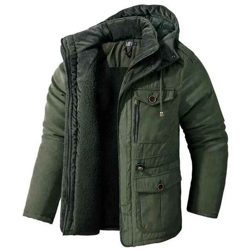 Manteau Mi-Long En Coton Épais Pour Homme,Veste D'hiver,Usa,Grand,Agneau Réfléchissant,Sourire,Capuche,Multi-Poches,Décontracté