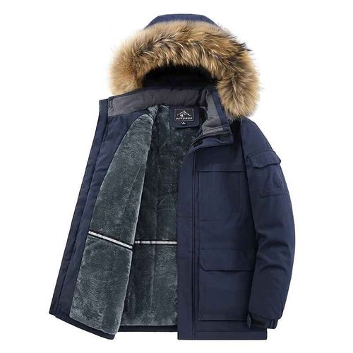Parka À Capuche Avec Col En Fourrure Pour Homme,Veste D'extérieur,Manteau Décontracté,Veste D'optique Chaude,Doublé De Sourire,Manteau Épais,Automne Et Hiver