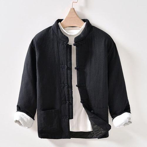 Veste Matelassurera Chaude De Style Chinois Rétro Pour Hommes,Harajuku,Document Solide,Tout Match,Coton,Lin,Bouton De N?ud,Vêtements D'extérieur Pour Hommes