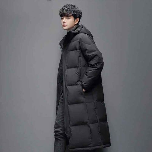 Gmifête Der-Doudoune À Capuche Extra Longue Pour Homme Et Femme,Parkas À Fermeture Éclair,Monochromatique,Doudoune Chaude,Surgenou,Optique,Hiver