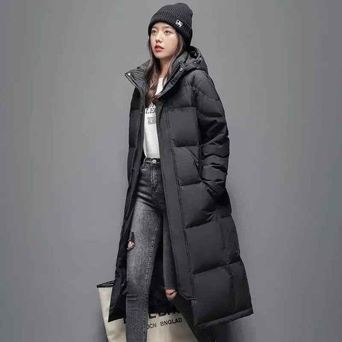 Gmifête Der-Doudoune À Capuche Extra Longue Pour Homme Et Femme,Parkas À Fermeture Éclair,Monochromatique,Doudoune Chaude,Surgenou,Optique,Hiver
