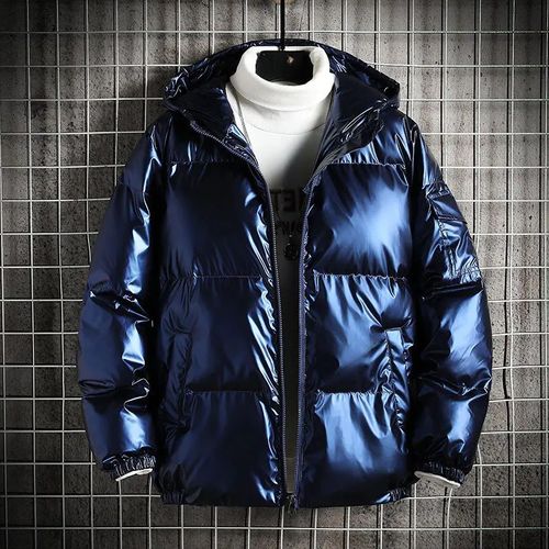 Manteau Court À Capuche En Coton Brillant Pour Homme,Veste Matelassurera En Carillon,Adt-Fit