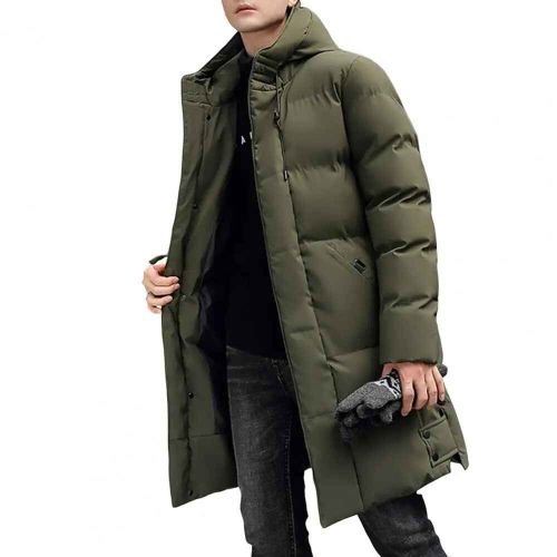 Manteau À Capuche En Duvet Pour Homme,Parka Épaisse,Solide,Rembourrée,Cardigan,Longueur Midi,Fermeture Éclair,Pour 03-Wear,Hiver