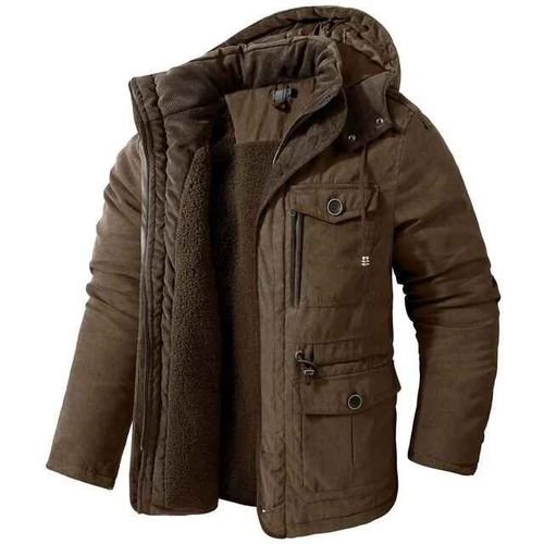Manteau Mi-Long En Coton Épais Pour Homme,Veste D'hiver,Usa,Grand,Agneau Réfléchissant,Sourire,Capuche,Multi-Poches,Décontracté