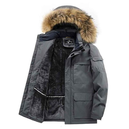 Parka À Capuche Avec Col En Fourrure Pour Homme,Veste D'extérieur,Manteau Décontracté,Veste D'optique Chaude,Doublé De Sourire,Manteau Épais,Automne Et Hiver